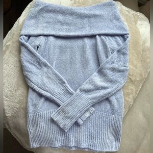 Blue chenille off the shoulder sweater White house black market.